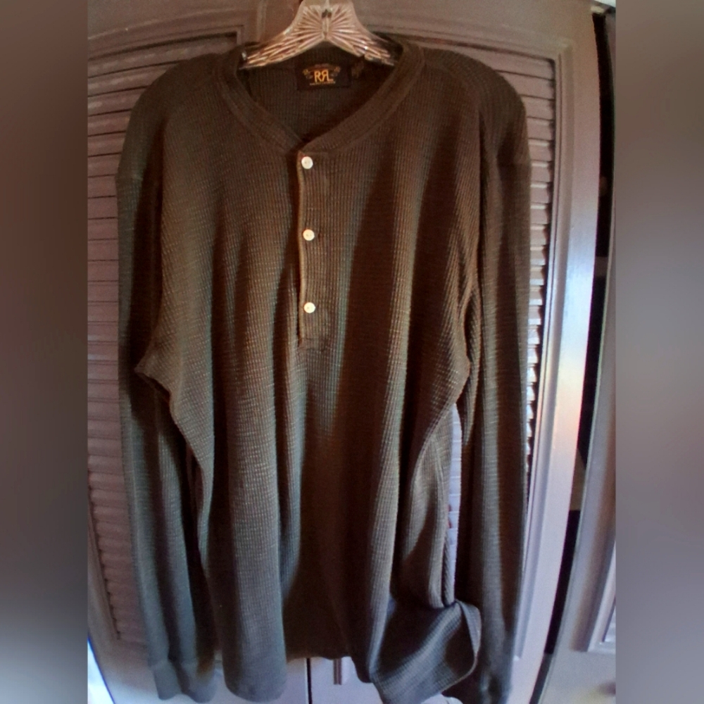 RRL LIGHTWEIGHT WAFFEL KNIT HENLEY LONG SLEEVE PULLOVER . XL. NWOT